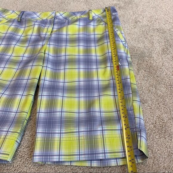 Puma golf plaid tech shorts persian violet Sz 12 NWT neon yellow purple - Picture 7 of 14